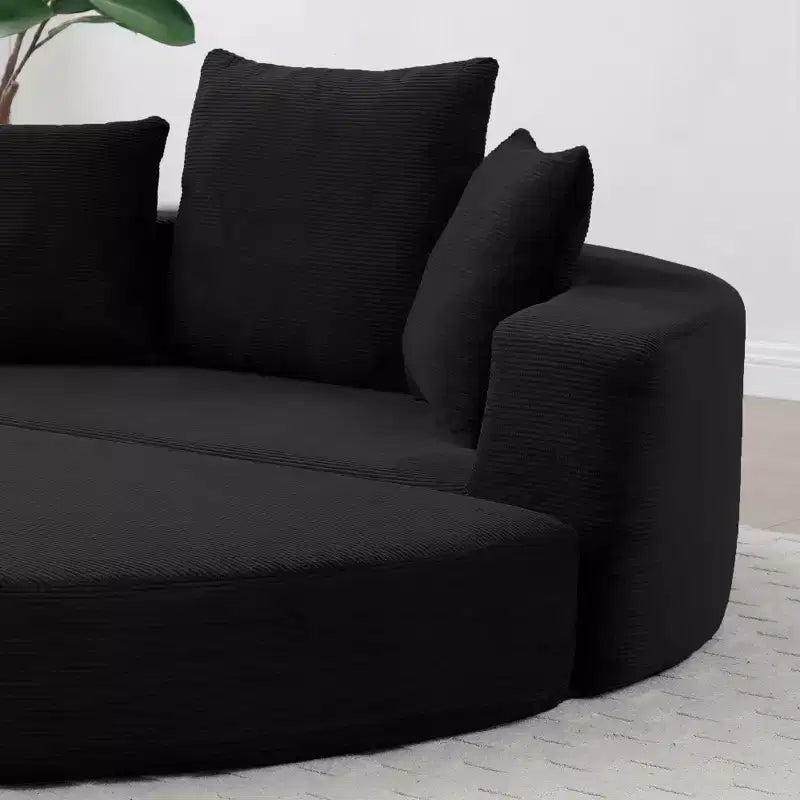 Canapé-lit convertible Okak Corduroy avec oreillers, futon rond pour salon, chambre à coucher
