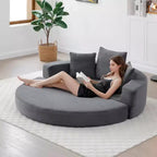 Canapé-lit convertible Okak Corduroy avec oreillers, futon rond pour salon, chambre à coucher