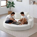 Canapé-lit convertible Okak Corduroy avec oreillers, futon rond pour salon, chambre à coucher