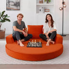Canapé-lit convertible Okak Corduroy avec oreillers, futon rond pour salon, chambre à coucher