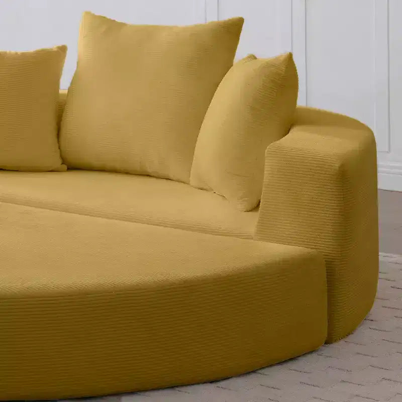 Canapé-lit convertible Okak Corduroy avec oreillers, futon rond pour salon, chambre à coucher