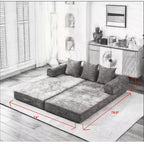 Canapé-lit de sol Okak Chenille avec matelas pliable convertible, canapé-futon 2 places pour salon, chambre à coucher
