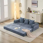 Canapé-lit de sol Okak Chenille avec matelas pliable convertible, canapé-futon 2 places pour salon, chambre à coucher