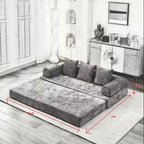 Canapé-lit de sol Okak Chenille avec matelas pliable convertible, canapé-futon 2 places pour salon, chambre à coucher