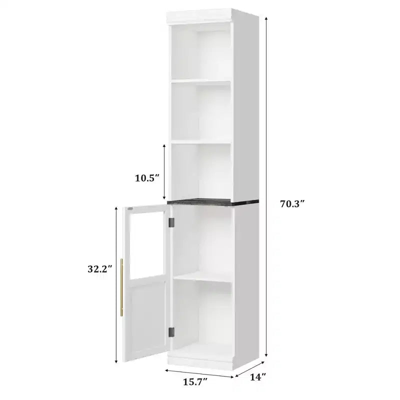Armoire de rangement de salle de bain de 70 pouces, armoire de rangement haute avec portes pour cuisines, salles de bain, salon, Naturel