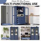 TOPMAX Garde-manger de cuisine 44,7x20x75 pouces, armoire de rangement de cuisine autoportante avec portes vitrées et 4 tiroirs intégrés pour salon