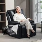 Fauteuil releveur électrique pour personnes âgées, canapé inclinable en similicuir avec massage vibrant et chauffage, télécommande, poches latérales