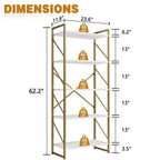 Étagère Celebalcony 62,2 H x 23,6 L 5 niveaux, Bibliothèque haute en bois avec cadre métallique, Meuble de rangement moderne, Étagères de rangement pour bureau à domicile
