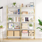 Étagère Celebalcony 62,2 H x 23,6 L 5 niveaux, Bibliothèque haute en bois avec cadre métallique, Meuble de rangement moderne, Étagères de rangement pour bureau à domicile