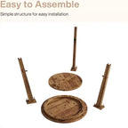Table d'appoint ronde en bois massif Lantine, table de bout de ferme à 2 niveaux avec étagère de rangement, table de chevet pour salon, chambre, assemblage facile
