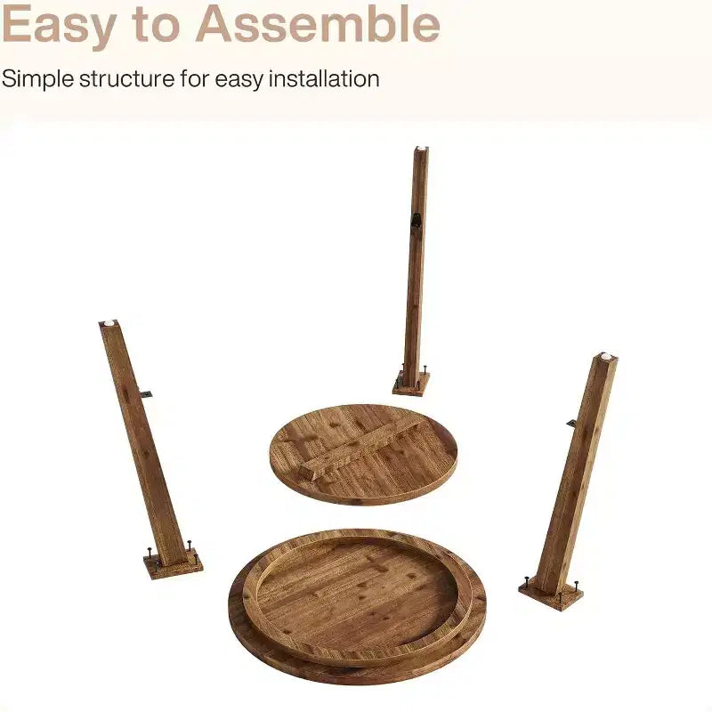 Table d'appoint ronde en bois massif Lantine, table de bout de ferme à 2 niveaux avec étagère de rangement, table de chevet pour salon, chambre, assemblage facile