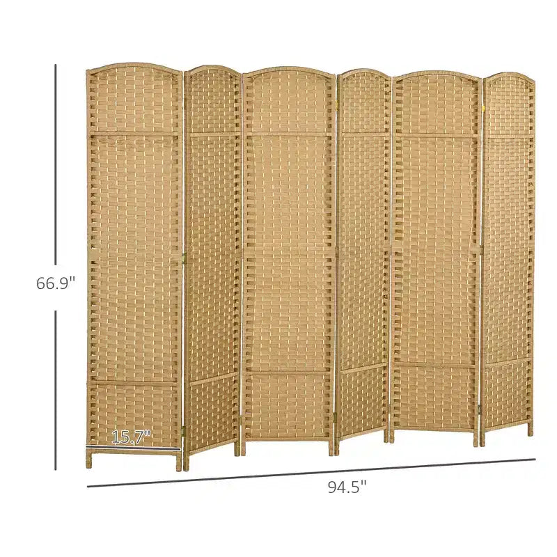 Paravent Pliant 6 Panneaux 1,7 m de Hauteur Écran d'Intimité Séparateur de Pièce Autoportant pour Bureau à Domicile