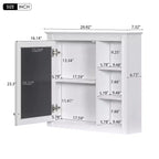 MAYEERTY Armoire à pharmacie 28, Armoire de rangement murale pour salle de bain avec miroir 3 étagères ouvertes Blanc moderne