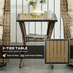 Ensemble bistro 3 pièces d'extérieur, petit salon de jardin en osier avec fauteuils pivotants à bascule pour balcon, porche
