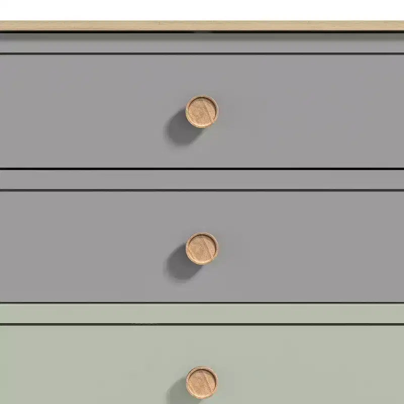 Commode Galano à 5 tiroirs avec façades de couleur mélangée en Chêne Oslo 78 cm (L) x 40 cm (P) x 117 cm (H)