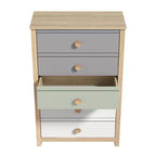 Commode Galano à 5 tiroirs avec façades de couleur mélangée en Chêne Oslo 78 cm (L) x 40 cm (P) x 117 cm (H)