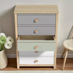 Commode Galano à 5 tiroirs avec façades de couleur mélangée en Chêne Oslo 78 cm (L) x 40 cm (P) x 117 cm (H)
