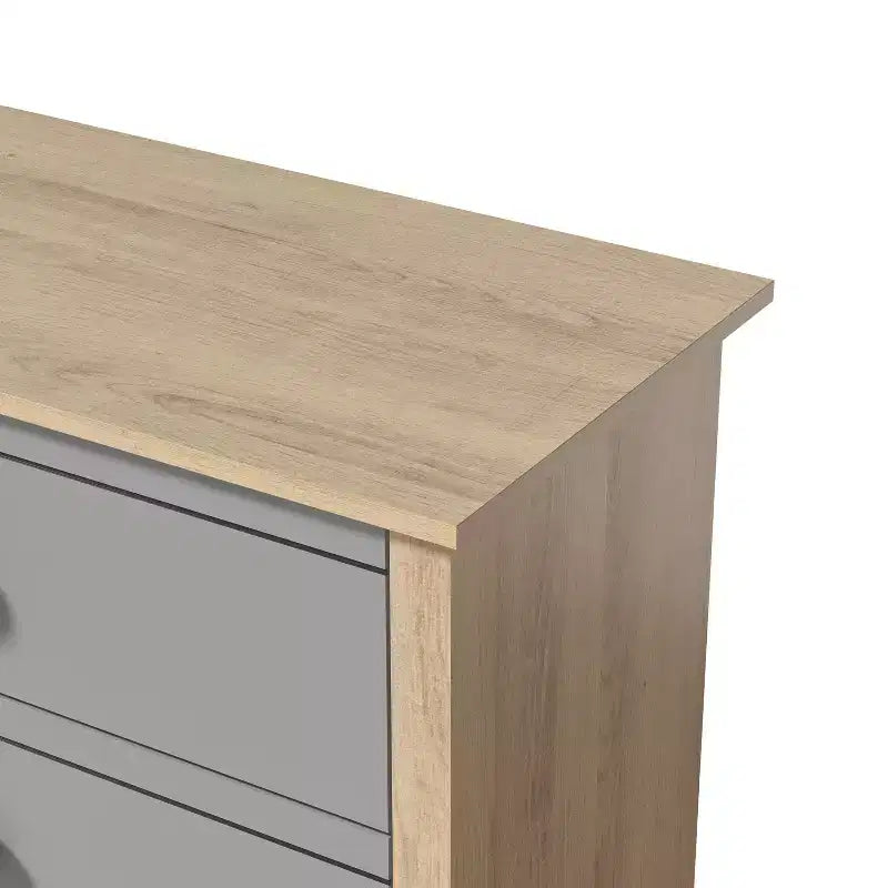 Commode Galano à 5 tiroirs avec façades de couleur mélangée en Chêne Oslo 78 cm (L) x 40 cm (P) x 117 cm (H)