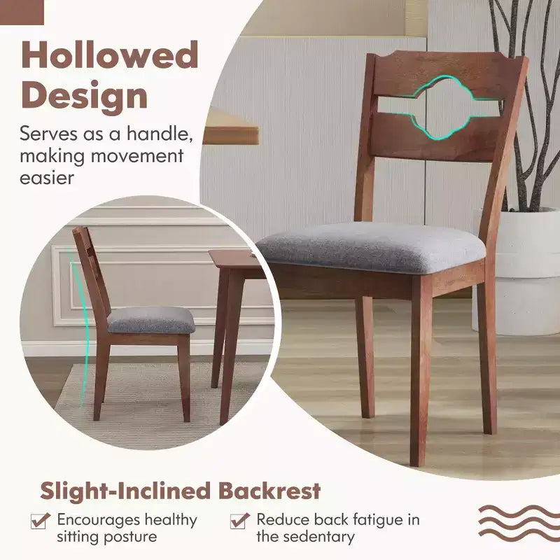 Costway Lot de 2 chaises de salle à manger avec assise rembourrée, dossier haut et cadre en bois d'hévéa, pour cuisine