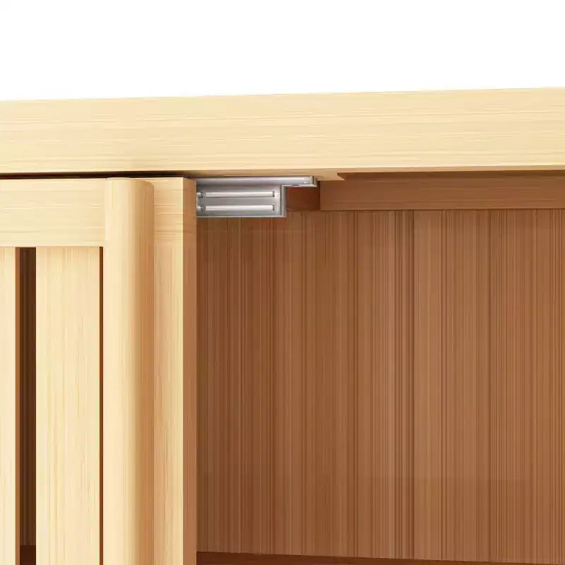 Homy Casa Meuble de Rangement en Bambou Grande Capacité avec Deux Portes et Étagère Ouverte