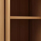 Homy Casa Meuble de Rangement en Bambou Grande Capacité avec Deux Portes et Étagère Ouverte