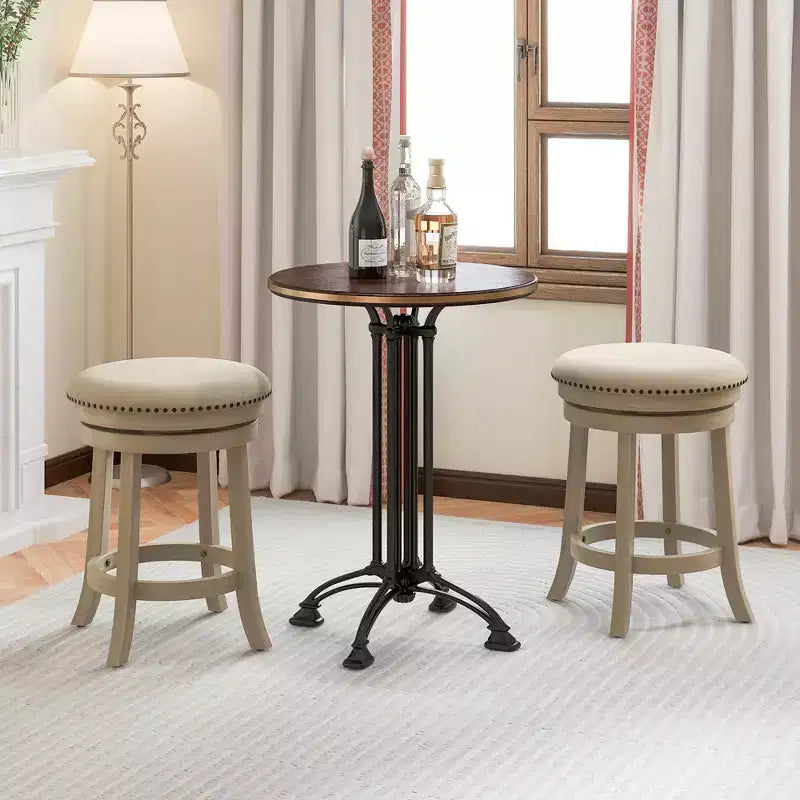 Lot de 2 tabourets de bar pivotants Costway 24 pouces, hauteur de comptoir, avec cadre en bois
