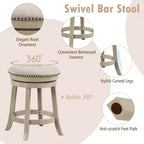 Lot de 2 tabourets de bar pivotants Costway 24 pouces, hauteur de comptoir, avec cadre en bois