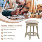 Lot de 2 tabourets de bar pivotants Costway 24 pouces, hauteur de comptoir, avec cadre en bois