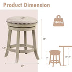 Lot de 2 tabourets de bar pivotants Costway 24 pouces, hauteur de comptoir, avec cadre en bois