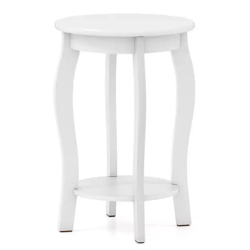 Table d'appoint ronde à 2 niveaux Costway, table de chevet étroite pour canapé avec étagère de rangement et pieds en bois