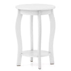 Table d'appoint ronde à 2 niveaux Costway, table de chevet étroite pour canapé avec étagère de rangement et pieds en bois