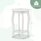 Table d'appoint ronde à 2 niveaux Costway, table de chevet étroite pour canapé avec étagère de rangement et pieds en bois