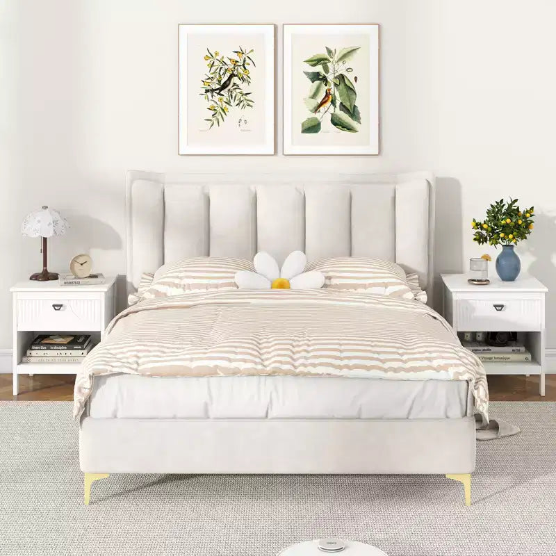 Costway Lot de 2 tables d'appoint à 2 niveaux avec tiroir et étagère ouverte de rangement à 2 niveaux pour chambre à coucher