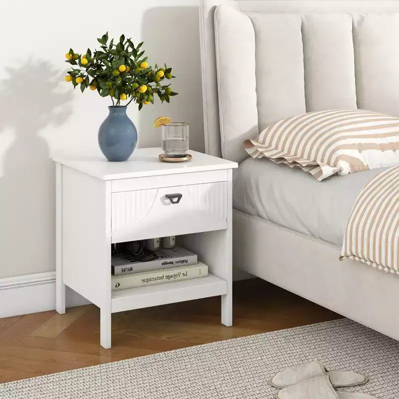 Costway Lot de 2 tables d'appoint à 2 niveaux avec tiroir et étagère ouverte de rangement à 2 niveaux pour chambre à coucher