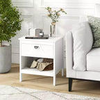 Costway Lot de 2 tables d'appoint à 2 niveaux avec tiroir et étagère ouverte de rangement à 2 niveaux pour chambre à coucher
