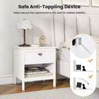 Costway Lot de 2 tables d'appoint à 2 niveaux avec tiroir et étagère ouverte de rangement à 2 niveaux pour chambre à coucher