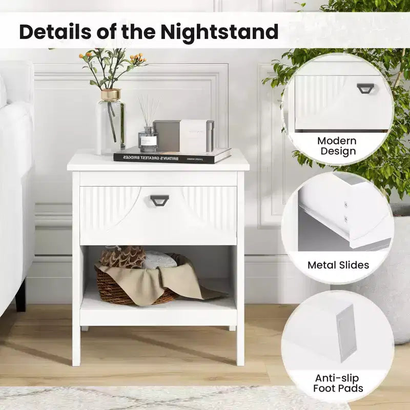 Costway Lot de 2 tables d'appoint à 2 niveaux avec tiroir et étagère ouverte de rangement à 2 niveaux pour chambre à coucher
