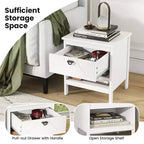 Costway Lot de 2 tables d'appoint à 2 niveaux avec tiroir et étagère ouverte de rangement à 2 niveaux pour chambre à coucher