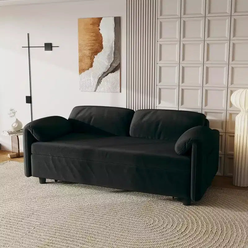 TUYOHW Canapé convertible moderne 54 pouces, lit de jour en velours avec poches de rangement, causeuse rétractable 2 en 1 pour salon, petits espaces