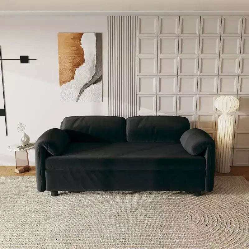 TUYOHW Canapé convertible moderne 54 pouces, lit de jour en velours avec poches de rangement, causeuse rétractable 2 en 1 pour salon, petits espaces