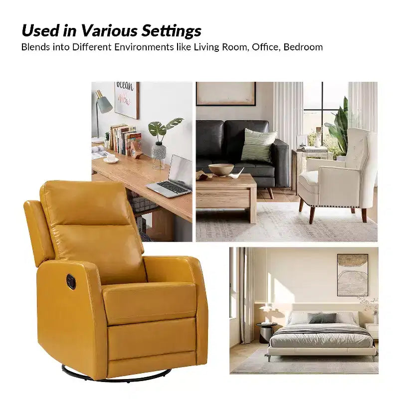 Fauteuil inclinable pivotant Coral avec base en métal, ensemble de 2|ARTFUL LIVING DESIGNS