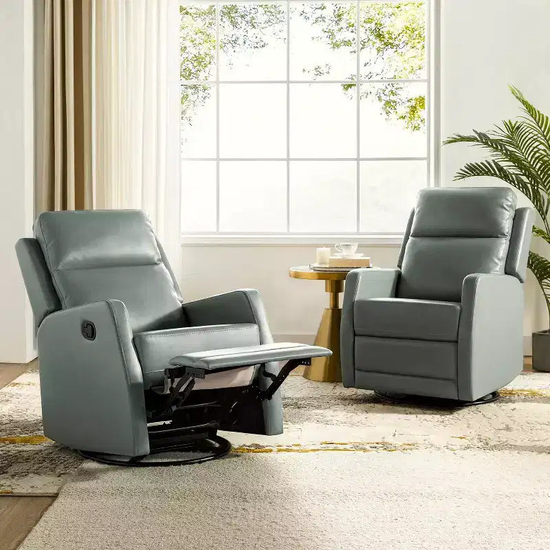 Fauteuil inclinable pivotant Coral avec base en métal, ensemble de 2|ARTFUL LIVING DESIGNS