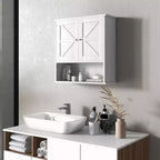 Armoire de toilette de ferme, armoire murale avec portes coulissantes et étagère réglable pour buanderie