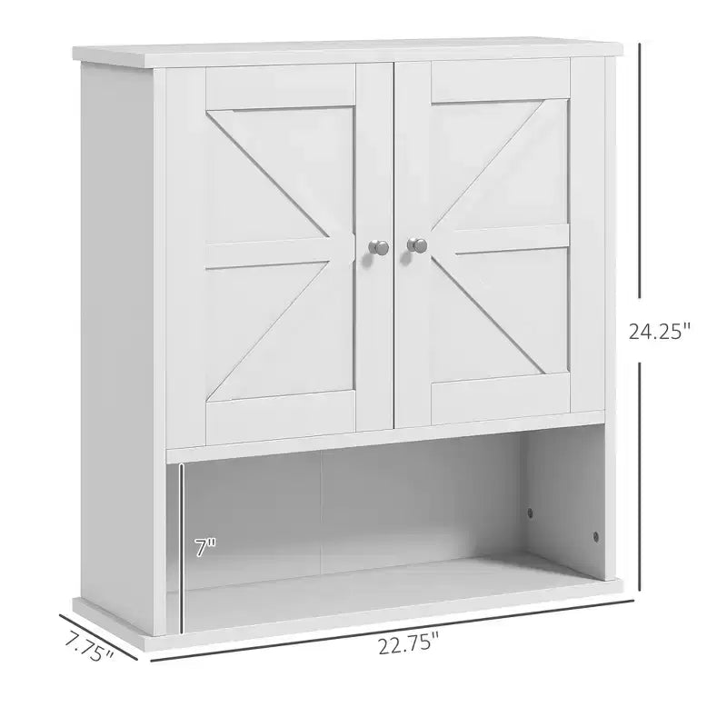 Armoire de toilette de ferme, armoire murale avec portes coulissantes et étagère réglable pour buanderie