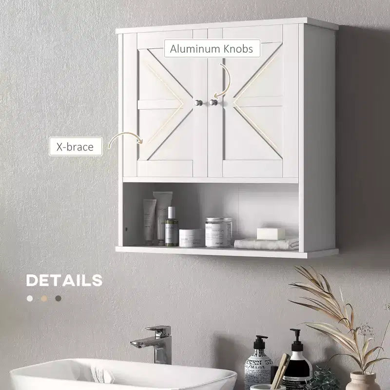 Armoire de toilette de ferme, armoire murale avec portes coulissantes et étagère réglable pour buanderie