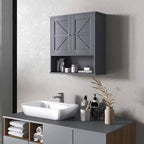 Armoire de toilette de ferme, armoire murale avec portes coulissantes et étagère réglable pour buanderie