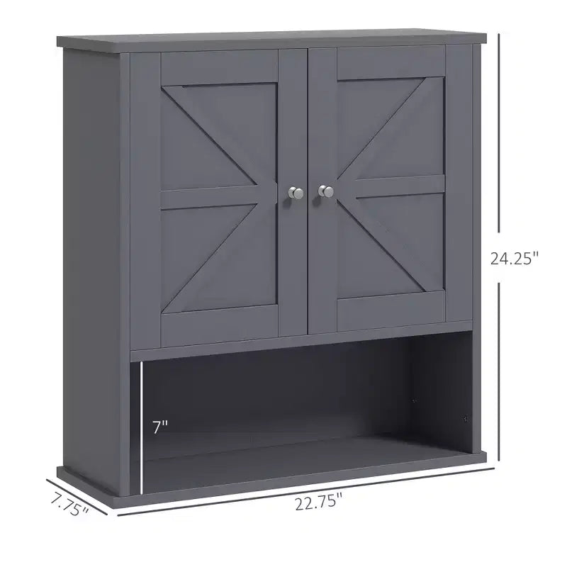 Armoire de toilette de ferme, armoire murale avec portes coulissantes et étagère réglable pour buanderie