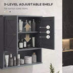 Armoire de toilette de ferme, armoire murale avec portes coulissantes et étagère réglable pour buanderie