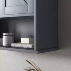 Armoire de toilette de ferme, armoire murale avec portes coulissantes et étagère réglable pour buanderie