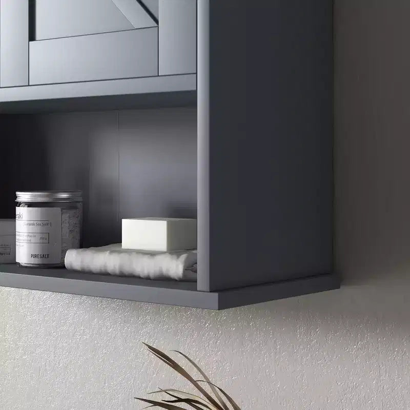 Armoire de toilette de ferme, armoire murale avec portes coulissantes et étagère réglable pour buanderie